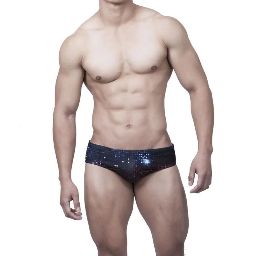 Men's Padded Disco Swim Briefs Pouch Push Up Cup Enhancing M